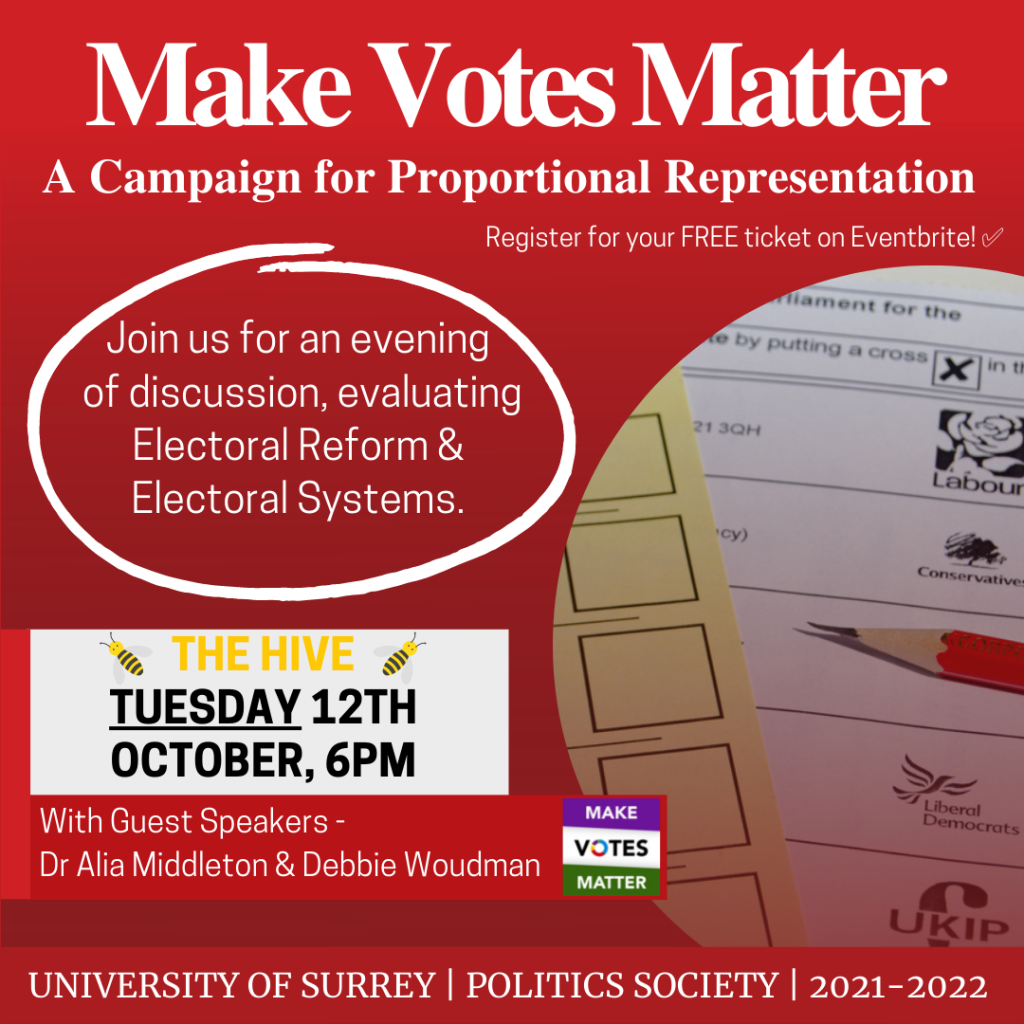 Educational event advert on electoral reform